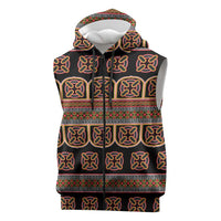 Bamenda Toghu Sleeveless Zip Hoodie Cameroon Traditional Pattern