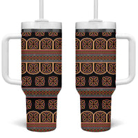 Bamenda Toghu Tumbler With Handle Cameroon Traditional Pattern