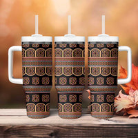 Bamenda Toghu Tumbler With Handle Cameroon Traditional Pattern