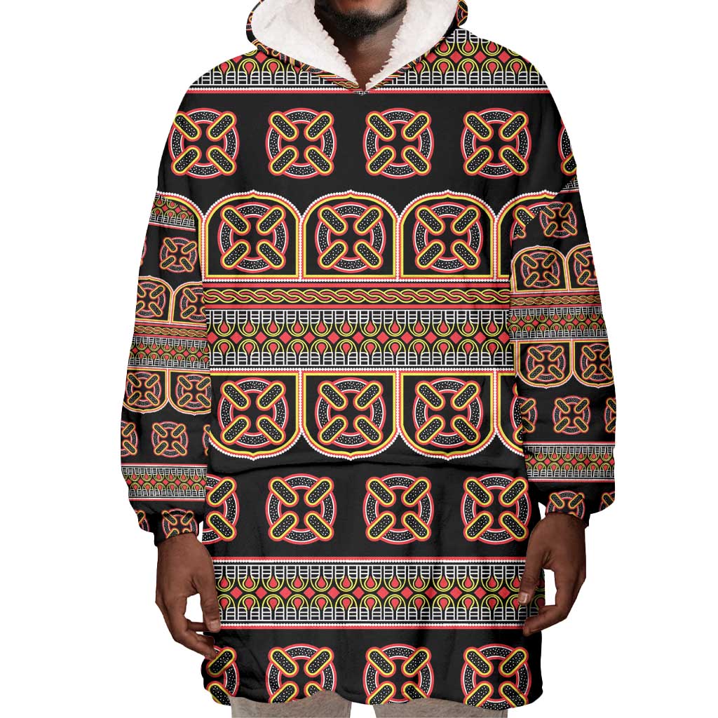 Bamenda Toghu Wearable Blanket Hoodie Cameroon Traditional Pattern