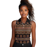 Bamenda Toghu Women Sleeveless Polo Shirt Cameroon Traditional Pattern