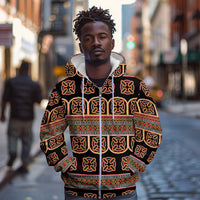 Bamenda Toghu Zip Hoodie Cameroon Traditional Pattern