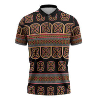 Bamenda Toghu Zipper Polo Shirt Cameroon Traditional Pattern