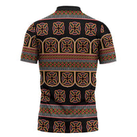 Bamenda Toghu Zipper Polo Shirt Cameroon Traditional Pattern