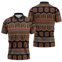 Bamenda Toghu Zipper Polo Shirt Cameroon Traditional Pattern