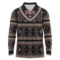 Cameroon Long Sleeve Polo Shirt Toghu Pattern Heritage