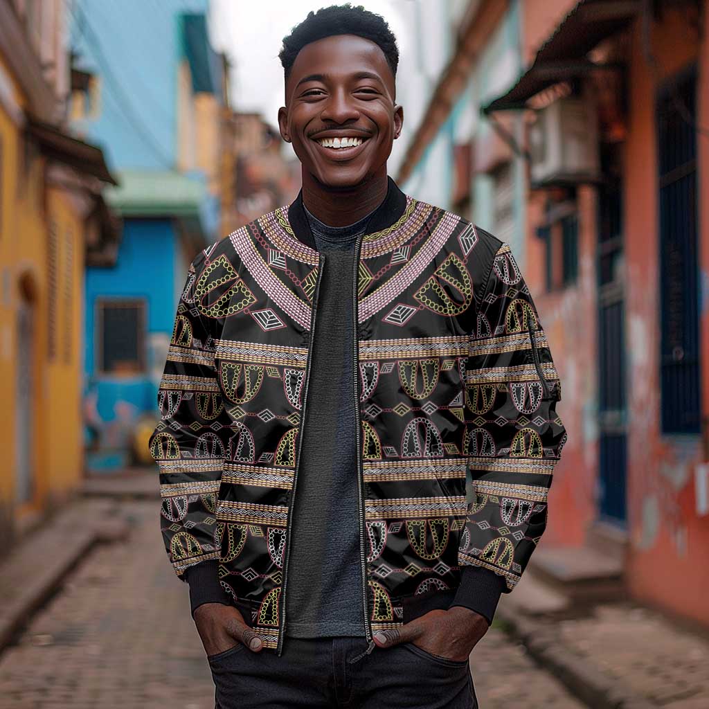 Cameroon Sleeve Zip Bomber Jacket Toghu Pattern Heritage