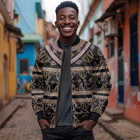 Cameroon Sleeve Zip Bomber Jacket Toghu Pattern Heritage