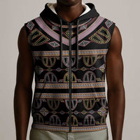 Cameroon Sleeveless Zip Hoodie Toghu Pattern Heritage