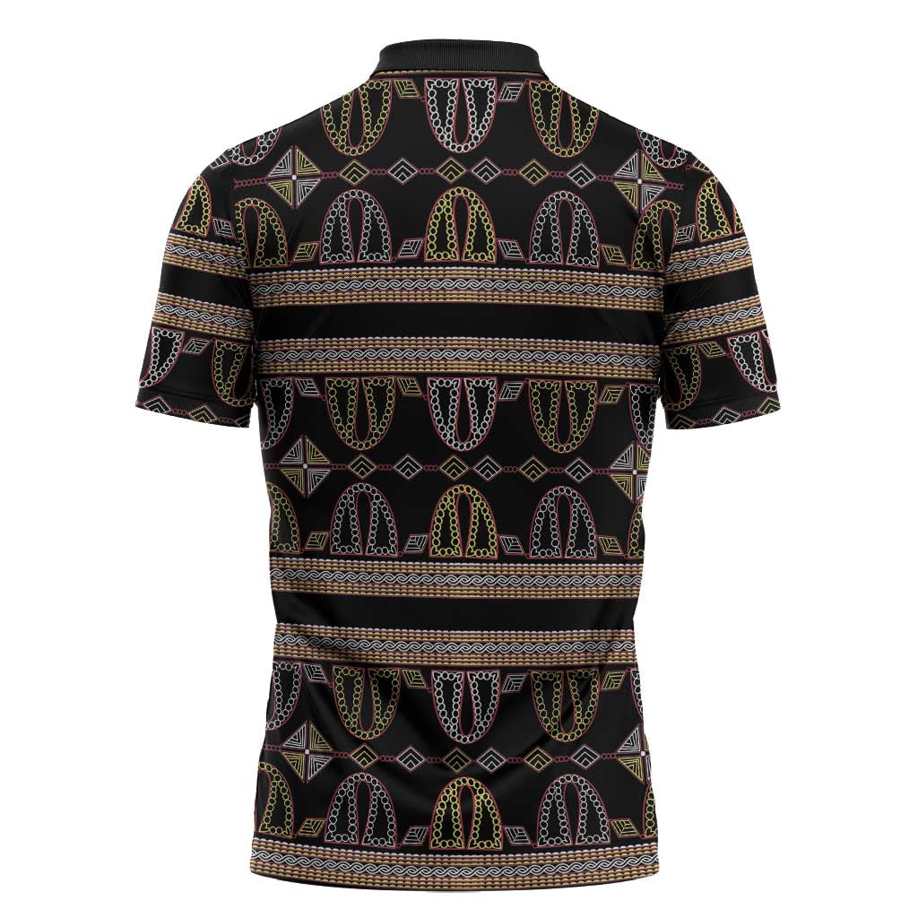 Cameroon Zipper Polo Shirt Toghu Pattern Heritage
