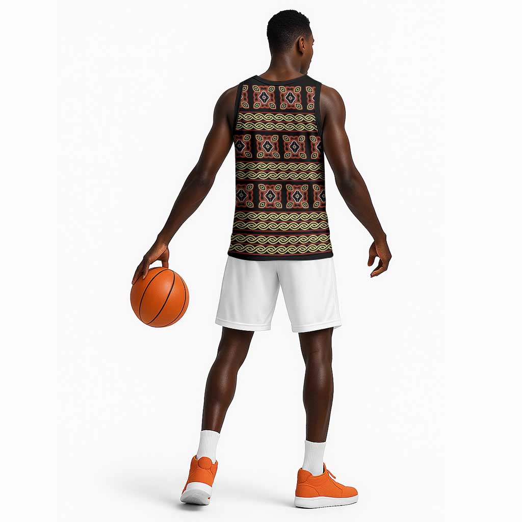 Cameroon Traditional Pattern Basketball Jersey Bamenda Royal Toghu