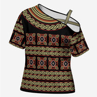 Cameroon Traditional Pattern Cross Shoulder Shirt Bamenda Royal Toghu