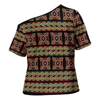 Cameroon Traditional Pattern Cross Shoulder Shirt Bamenda Royal Toghu