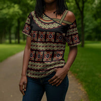 Cameroon Traditional Pattern Cross Shoulder Shirt Bamenda Royal Toghu