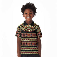 Cameroon Traditional Pattern Kid Polo Shirt Bamenda Royal Toghu