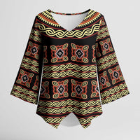 Cameroon Traditional Pattern Kimono Sleeve Blouse Bamenda Royal Toghu