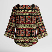 Cameroon Traditional Pattern Kimono Sleeve Blouse Bamenda Royal Toghu