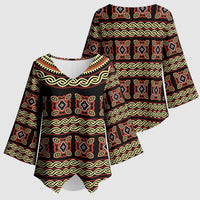 Cameroon Traditional Pattern Kimono Sleeve Blouse Bamenda Royal Toghu