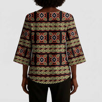 Cameroon Traditional Pattern Kimono Sleeve Blouse Bamenda Royal Toghu