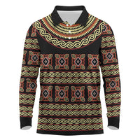 Cameroon Traditional Pattern Long Sleeve Polo Shirt Bamenda Royal Toghu