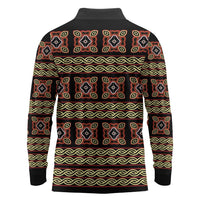 Cameroon Traditional Pattern Long Sleeve Polo Shirt Bamenda Royal Toghu