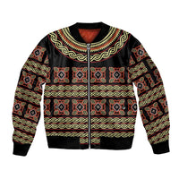 Cameroon Traditional Pattern Sleeve Zip Bomber Jacket Bamenda Royal Toghu