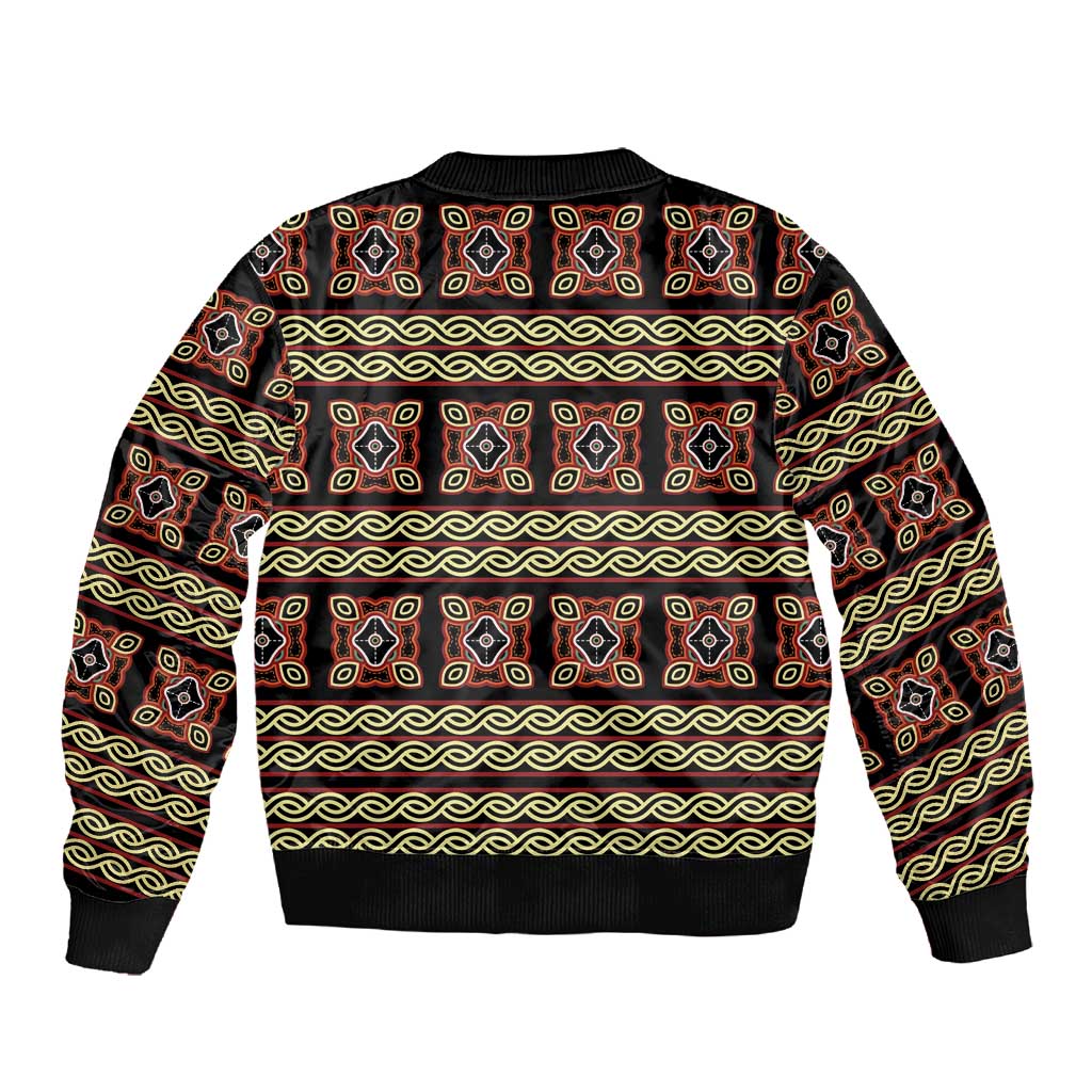 Cameroon Traditional Pattern Sleeve Zip Bomber Jacket Bamenda Royal Toghu