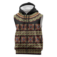 Cameroon Traditional Pattern Sleeveless Zip Hoodie Bamenda Royal Toghu