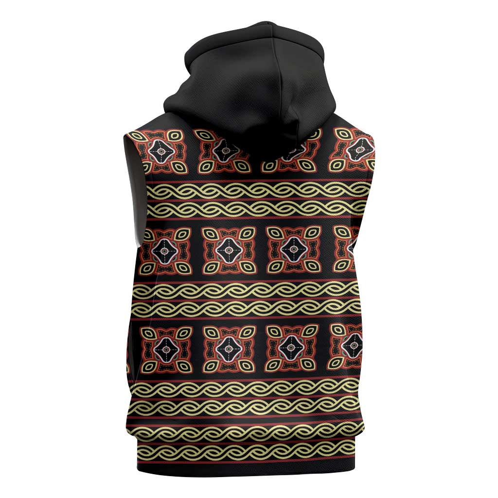 Cameroon Traditional Pattern Sleeveless Zip Hoodie Bamenda Royal Toghu