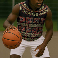Cameroon Traditional Pattern Sleeveless Zip Hoodie Bamenda Royal Toghu