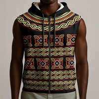 Cameroon Traditional Pattern Sleeveless Zip Hoodie Bamenda Royal Toghu