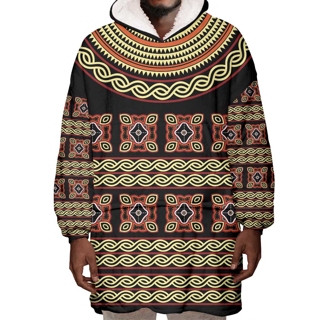 Cameroon Traditional Pattern Wearable Blanket Hoodie Bamenda Royal Toghu