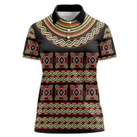 Cameroon Traditional Pattern Women Polo Shirt Bamenda Royal Toghu