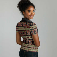 Cameroon Traditional Pattern Women Polo Shirt Bamenda Royal Toghu