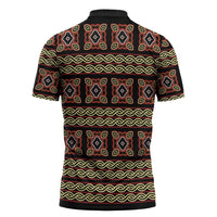 Cameroon Traditional Pattern Zipper Polo Shirt Bamenda Royal Toghu