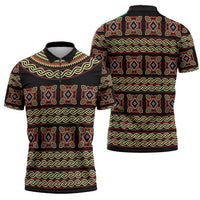 Cameroon Traditional Pattern Zipper Polo Shirt Bamenda Royal Toghu