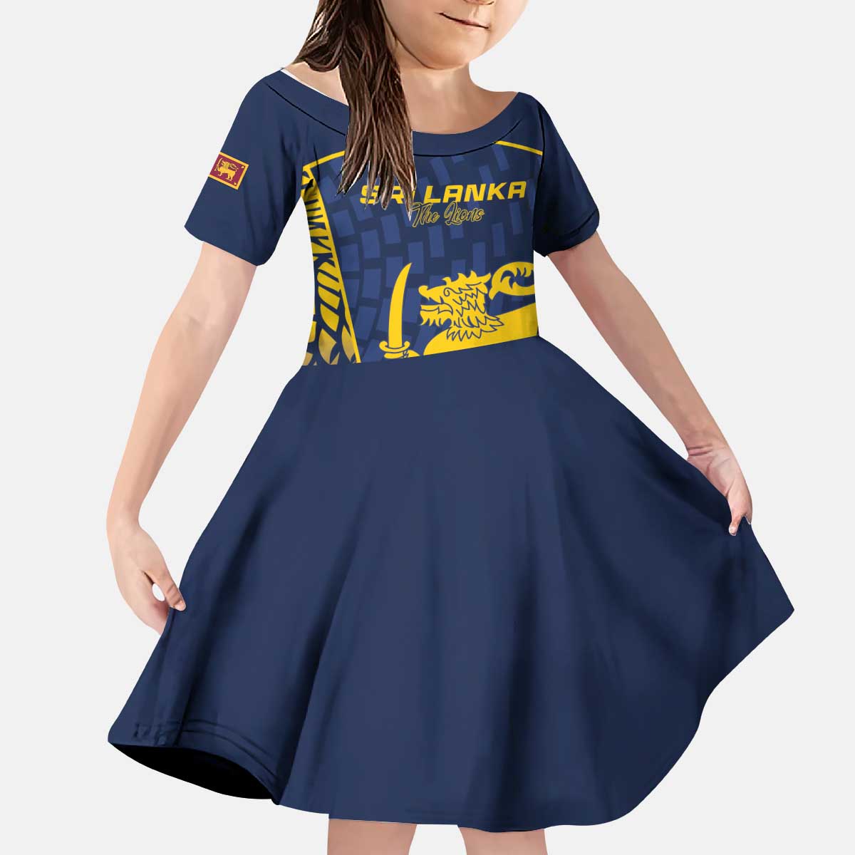 Custom Sri Lanka Cricket Kid Short Sleeve Dress Go Champions Lions