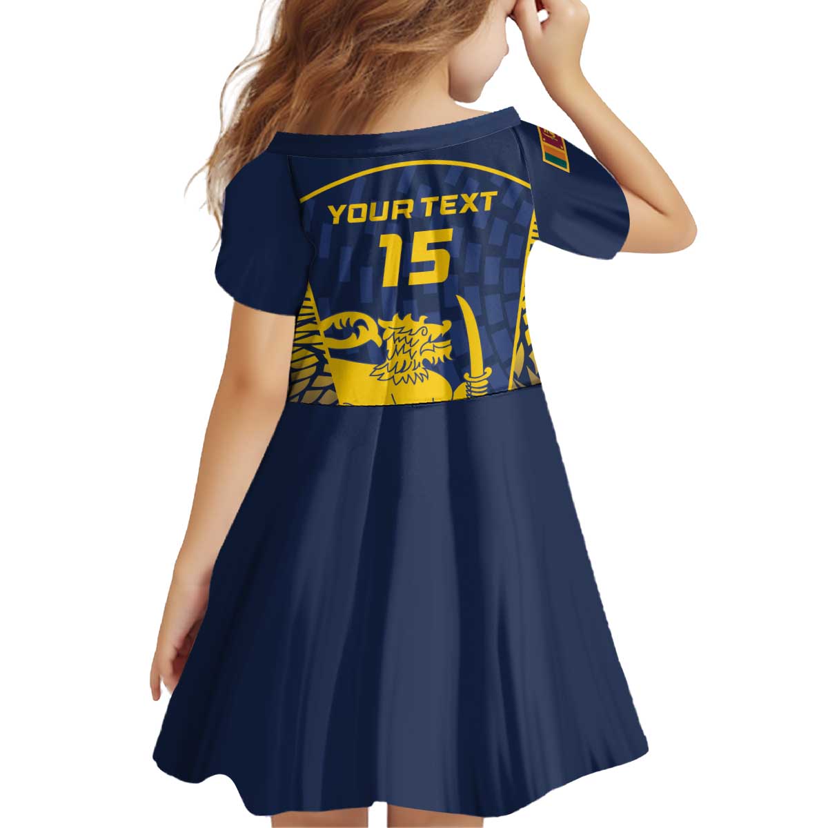 Custom Sri Lanka Cricket Kid Short Sleeve Dress Go Champions Lions