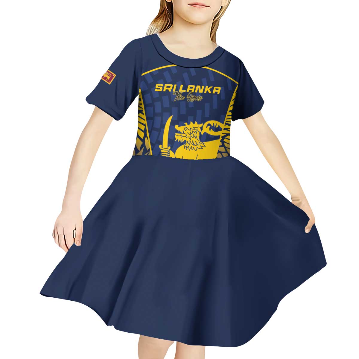 Custom Sri Lanka Cricket Kid Short Sleeve Dress Go Champions Lions