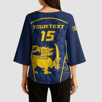 Custom Sri Lanka Cricket Kimono Sleeve Blouse Go Champions Lions