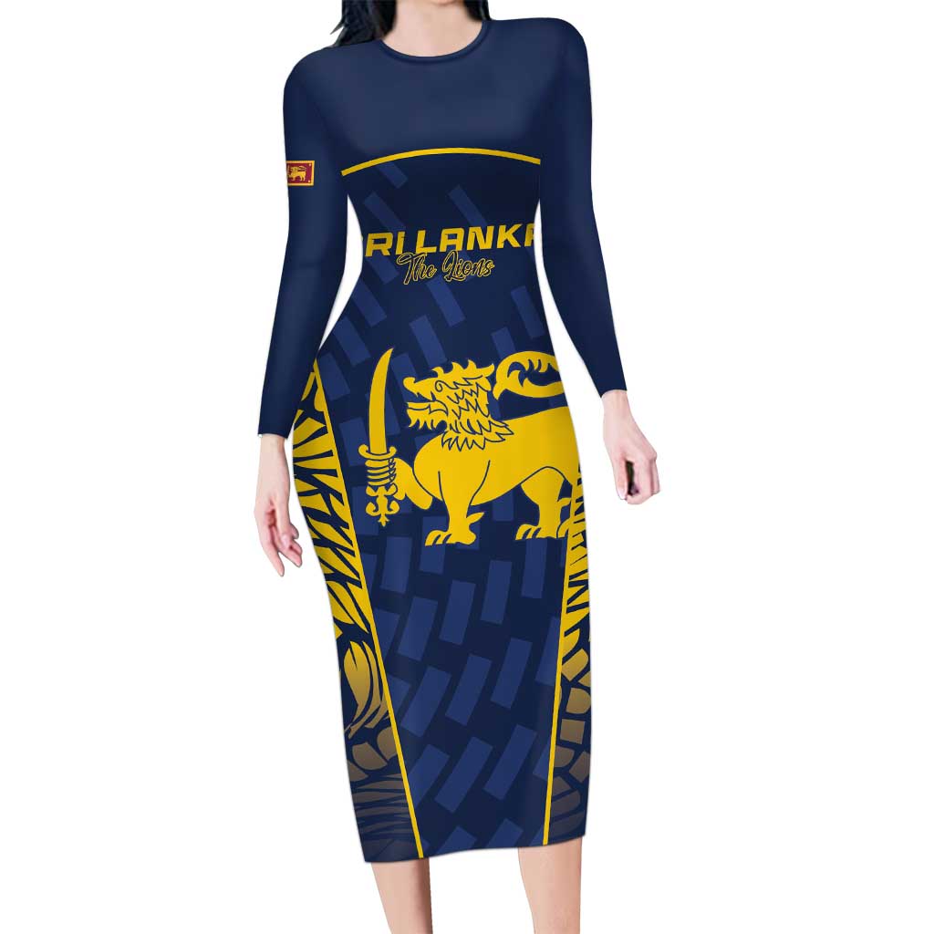 Custom Sri Lanka Cricket Long Sleeve Bodycon Dress Go Champions Lions