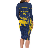Custom Sri Lanka Cricket Long Sleeve Bodycon Dress Go Champions Lions