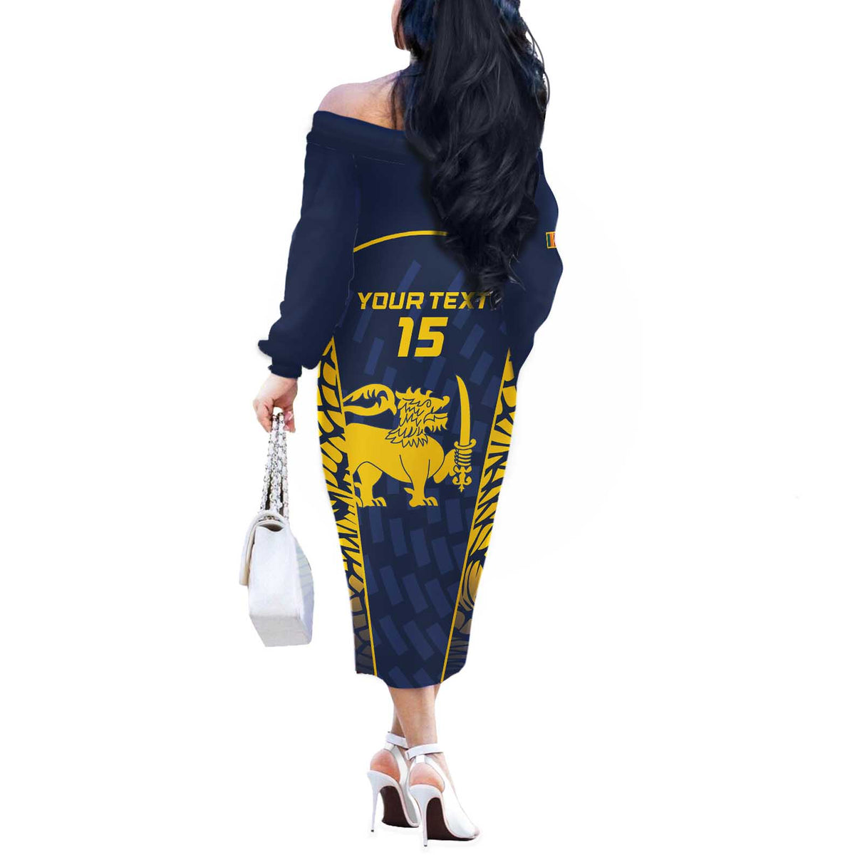Custom Sri Lanka Cricket Off The Shoulder Long Sleeve Dress Go Champions Lions