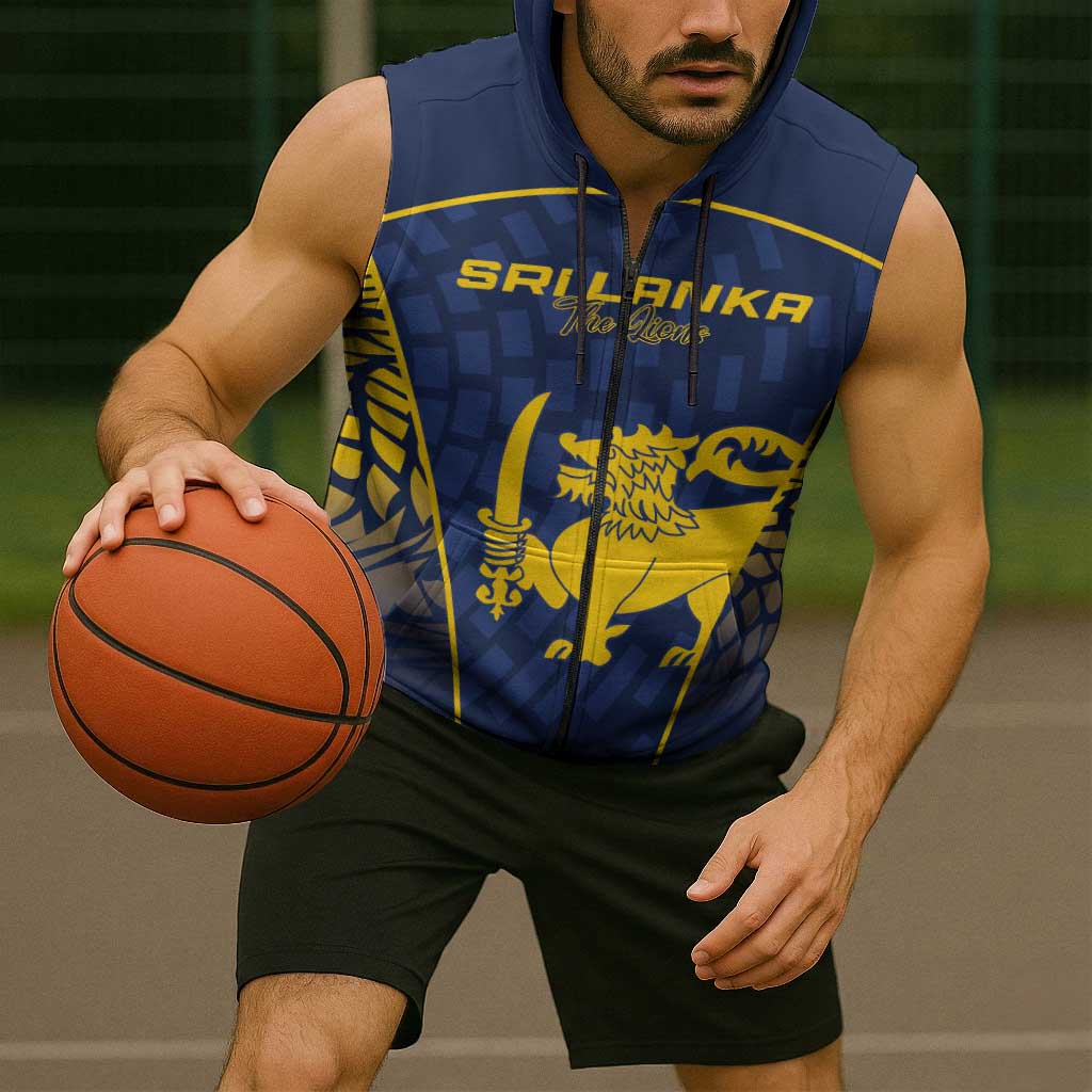 Custom Sri Lanka Cricket Sleeveless Zip Hoodie Go Champions Lions