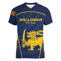 Custom Sri Lanka Cricket Women V-Neck T-Shirt Go Champions Lions