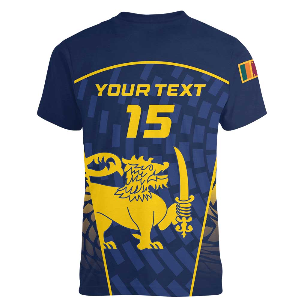 Custom Sri Lanka Cricket Women V-Neck T-Shirt Go Champions Lions