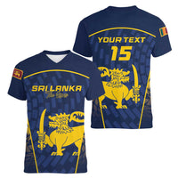 Custom Sri Lanka Cricket Women V-Neck T-Shirt Go Champions Lions
