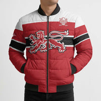 Custom Denmark Ice Hockey 2026 Bomber Puffer Jacket Fight for Glory Red Jersey