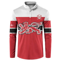 Custom Denmark Ice Hockey 2026 Button Sweatshirt Fight for Glory Red Jersey