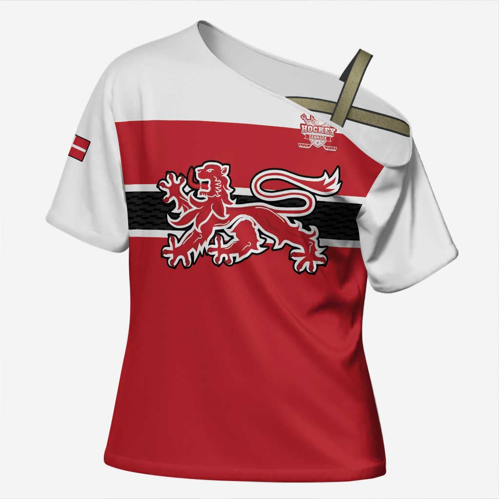 Custom Denmark Ice Hockey 2026 Cross Shoulder Shirt Fight for Glory Red Jersey
